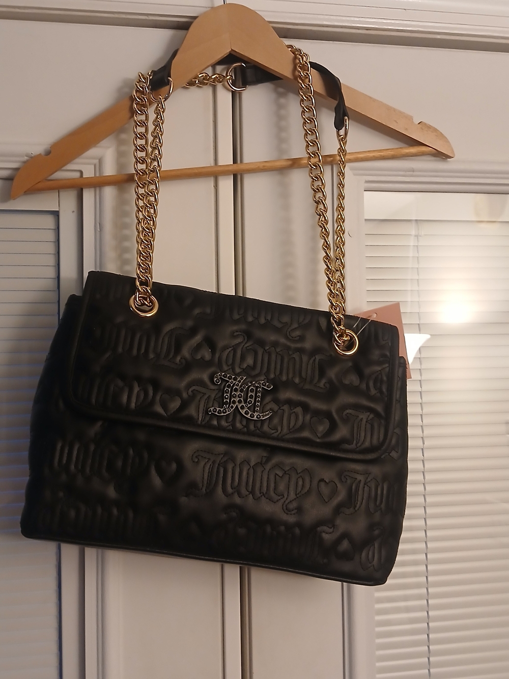 Juicy Couture Black Quilted Chain-Handle Shoulder Bag